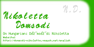 nikoletta domsodi business card